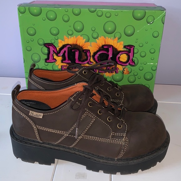 Mudd Shoes - Vintage 90’s Mudd Chunky Platform Donnie Brown Oxford Style Shoes Deadstock Y2K
